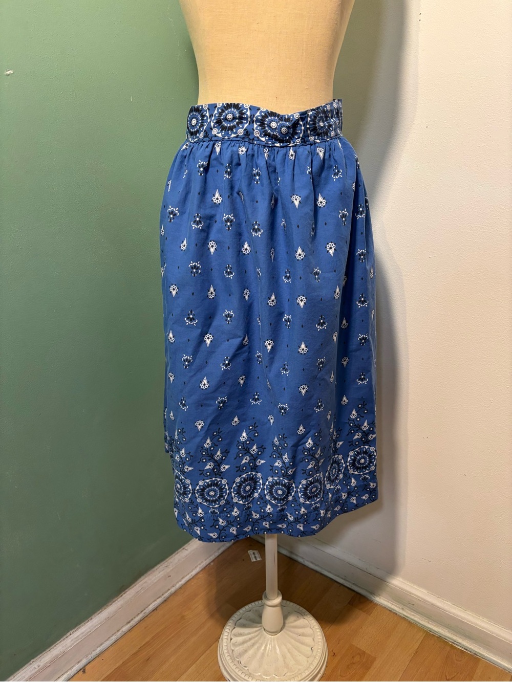 Vintage 1950’s Woman’s Blue Bandana Print Cotton Skirt